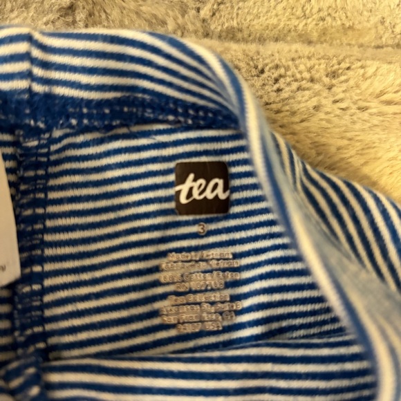 Tea Collection Size 3 Blue & White Striped Capri Leggings, Unisex - Picture 2 of 4